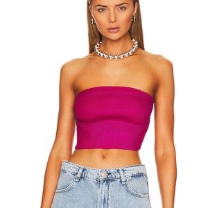 Metallic coated magenta tube top. Color is good for all seasons!